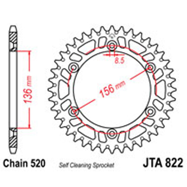 chart motorbike rear sprocket